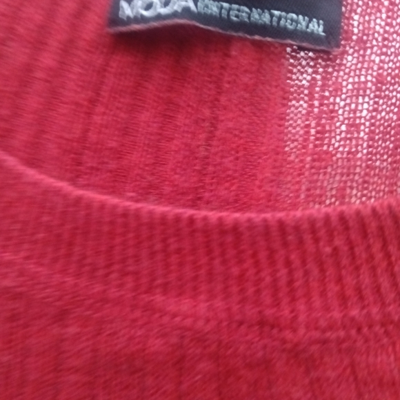 Moda International Scoop Neck Sweater Sz L Red Rabbit Hair Wool Blend. - Picture 2 of 2